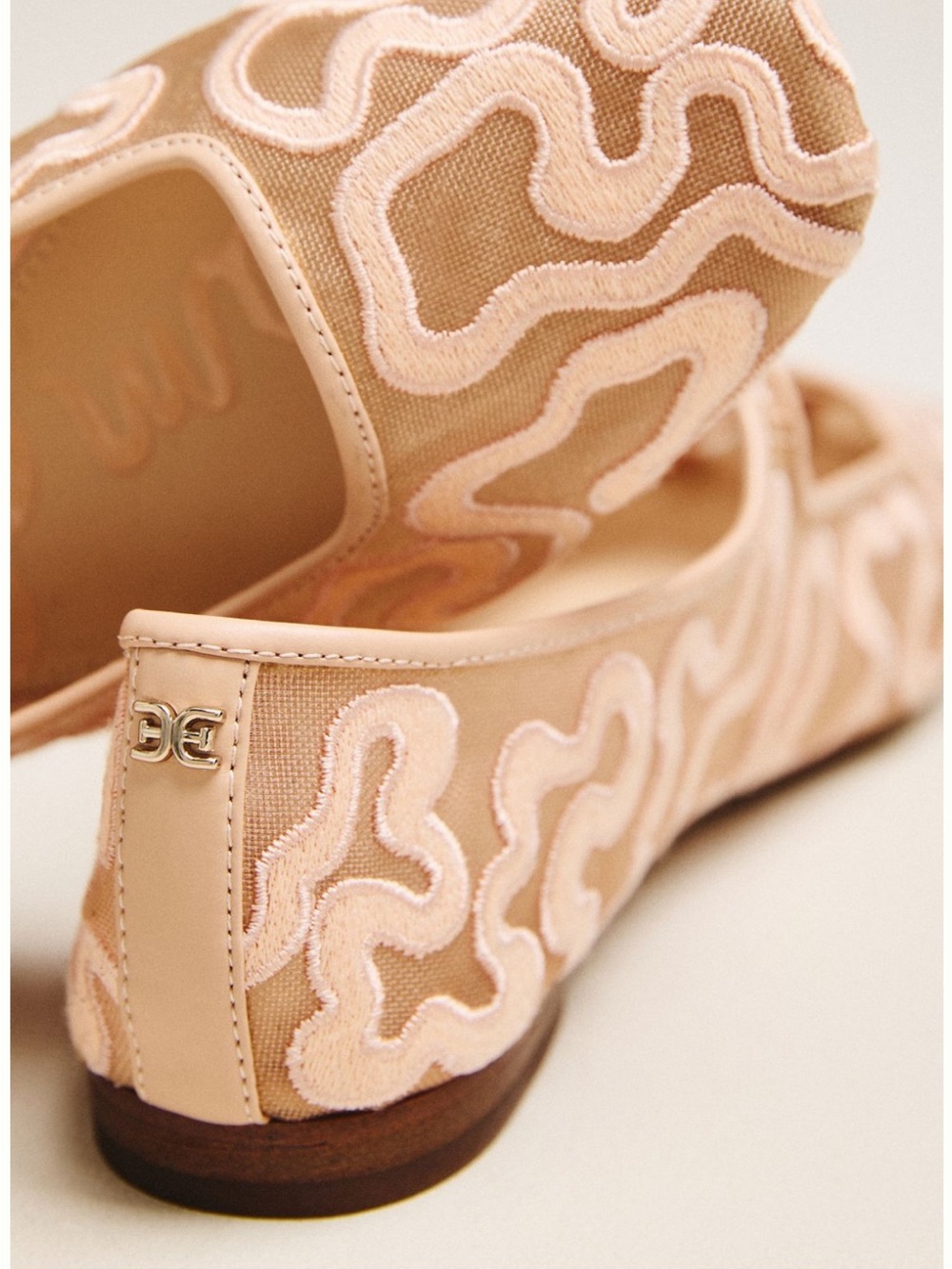 Sam Edelman Beige Embroidered Mary Jane Flats - Picture 3 of 4